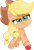 Size: 224x326 | Tagged: safe, applejack, earth pony, pony, g4, g4.5, my little pony: pony life, official, 2d, apple, chibi, confident, cowboy hat, food, hat, simple background, smiling, solo, standing, transparent background