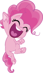 Size: 192x324 | Tagged: safe, pinkie pie, earth pony, g4.5, my little pony: pony life, official, 2d, chibi, eyes closed, happy, jumping, simple background, solo, transparent background