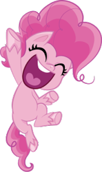 Size: 192x324 | Tagged: safe, pinkie pie, earth pony, pony, g4, g4.5, my little pony: pony life, official, 2d, chibi, eyes closed, happy, jumping, simple background, solo, transparent background