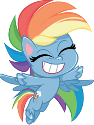 Size: 230x306 | Tagged: safe, rainbow dash, g4.5, my little pony: pony life, official, 2d, chibi, eyes closed, flying, happy, simple background, solo, transparent background