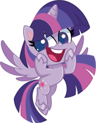 Size: 256x328 | Tagged: safe, twilight sparkle, alicorn, pony, g4, g4.5, my little pony: pony life, official, 2d, chibi, flying, happy, looking at you, simple background, smiling, smiling at you, solo, transparent background, twilight sparkle (alicorn)