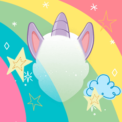 Size: 512x512 | Tagged: safe, unicorn, g4.5, my little pony: pony life, official, 2d, cloud, ears, horn, mask, rainbow, stars