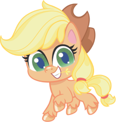 Size: 286x303 | Tagged: safe, applejack, g4.5, my little pony: pony life, official, 2d, chibi, cowboy hat, food, hat, looking at you, simple background, smiling, smiling at you, solo, transparent background, wheat
