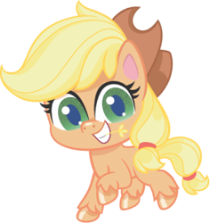 Size: 286x303 | Tagged: safe, applejack, pony, g4, g4.5, my little pony: pony life, official, 2d, chibi, cowboy hat, food, hat, looking at you, simple background, smiling, smiling at you, solo, transparent background, wheat