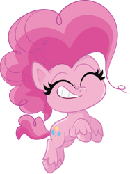 Size: 441x590 | Tagged: safe, pinkie pie, earth pony, g4.5, my little pony: pony life, official, 2d, chibi, eyes closed, happy, jumping, leaping, simple background, smiling, solo, transparent background