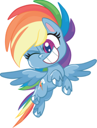 Size: 343x453 | Tagged: safe, rainbow dash, g4.5, my little pony: pony life, official, 2d, chibi, flying, one eye closed, simple background, smiling, solo, transparent background, wink