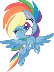 Size: 343x453 | Tagged: safe, rainbow dash, pony, g4, g4.5, my little pony: pony life, official, 2d, chibi, flying, one eye closed, simple background, smiling, solo, transparent background, wink