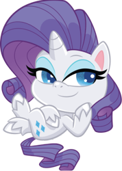 Size: 303x426 | Tagged: safe, rarity, pony, unicorn, g4, g4.5, my little pony: pony life, official, 2d, chibi, lying down, on back, simple background, smiling, solo, transparent background