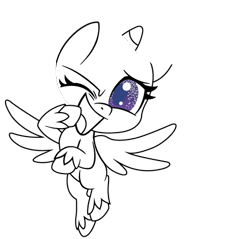 Size: 440x420 | Tagged: safe, twilight sparkle, alicorn, g4.5, my little pony: pony life, official, 2d, base, chibi, flying, looking at you, one eye closed, simple background, smiling, transparent background, twilight sparkle (alicorn), wink, winking at you