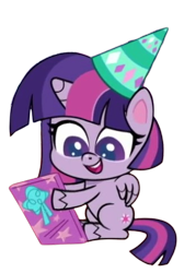 Size: 349x488 | Tagged: safe, edit, edited screencap, screencap, twilight sparkle, alicorn, pony, don't look a .gif horse in the mouth, g4, g4.5, my little pony: pony life, female, hat, mare, not a vector, party hat, simple background, solo, transparent background, twilight sparkle (alicorn)