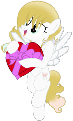 Size: 564x942 | Tagged: safe, artist:mickey1909, oc, oc only, oc:honey bun, pegasus, pony, g4, box of chocolates, female, holiday, simple background, solo, transparent background, valentine's day