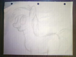 Size: 4608x3456 | Tagged: safe, artist:iamaveryrealperson, photographer:iamaveryrealperson, earth pony, pony, g4, 2021, art dump, looking at someone, looking at something, looking offscreen, monochrome, no pupils, paper, pencil drawing, sketch, smiling, teeth, traditional art, unfinished art, unnamed character, unnamed pony