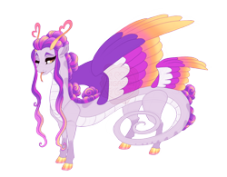 Size: 4100x3200 | Tagged: safe, artist:gigason, oc, oc only, oc:anteros, draconequus, colored wings, interspecies offspring, magical threesome spawn, multicolored wings, multiple parents, obtrusive watermark, offspring, parent:discord, parent:inky rose, parent:princess cadance, simple background, solo, transparent background, watermark, wings