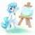 Size: 4096x4096 | Tagged: safe, artist:jfrxd, pony, unicorn, bipedal, craftycorn, ear fluff, female, human shoulders, jewelry, mare, necklace, painting, ponified, poppy playtime, smiling, smiling critters, solo, underhoof