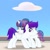 Size: 3600x3600 | Tagged: safe, artist:ramixe dash, little rock, oc, oc:lightning stars, pegasus, pony, unicorn, g4, g5, colored wings, duo, female, g5 to g4, generation leap, headphones, male, mare, ship:ramixejam, shipping, stallion, straight, wings