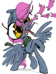 Size: 3000x4000 | Tagged: safe, artist:ja0822ck, oc, oc only, oc:autoselect, pegasus, pony, clothes, facial hair, lacrimal caruncle, moustache, ponified, raised hoof, scarf, simple background, solo, spread wings, wat, white background, wings