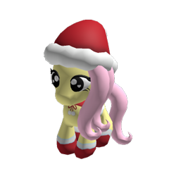 Size: 420x420 | Tagged: safe, artist:snoopsie, fluttershy, pony, g4, 3d, christmas, hat, holiday, roblox, santa hat, simple background, solo, transparent background