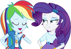 Size: 3693x2520 | Tagged: safe, edit, edited screencap, editor:homersimpson1983, screencap, rainbow dash, rarity, human, equestria girls, g4, background removed, duo, female, not a vector, simple background, transparent background