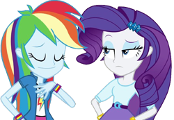 Size: 3644x2520 | Tagged: safe, edit, edited screencap, editor:homersimpson1983, screencap, rainbow dash, rarity, human, equestria girls, g4, background removed, duo, female, not a vector, simple background, transparent background