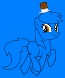 Size: 442x528 | Tagged: safe, artist:beanbases, artist:spitfirethepegasusfan39, earth pony, pony, g4, adult blank flank, base used, blank flank, blue background, busy, clothes, hat, male, mr. busy, mr. men, mr. men little miss, ponified, simple background, smiling, solo, stallion, trotting