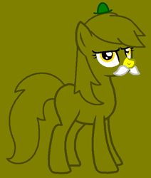 Size: 514x607 | Tagged: safe, artist:infinitybases, artist:spitfirethepegasusfan39, earth pony, pony, g4, adult blank flank, base used, blank flank, clothes, facial hair, green background, hat, male, moustache, mr. men, mr. men little miss, mr. slow, ponified, simple background, smiling, solo, stallion, unamused, yellow nose