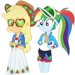 Size: 2539x2520 | Tagged: safe, edit, edited screencap, editor:homersimpson1983, screencap, applejack, rainbow dash, human, equestria girls, g4, background removed, duo, female, not a vector, simple background, transparent background