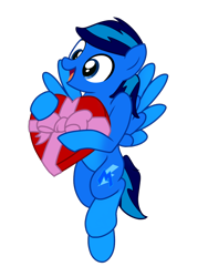 Size: 768x1024 | Tagged: safe, artist:bluemario11, oc, oc only, oc:blue thunder, pegasus, g4, box of chocolates, holiday, male, simple background, solo, transparent background, valentine's day