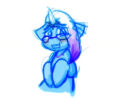 Size: 1017x834 | Tagged: safe, artist:zutcha, comet (g5), auroricorn, pony, g5, blushing, floppy ears, grin, looking at you, male, simple background, sketch, smiling, smiling at you, solo, stallion, white background