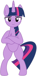 Size: 2078x4233 | Tagged: safe, alternate version, artist:twilyisbestpone, artist:whiteplumage233, twilight sparkle, alicorn, pony, g4, ankha zone, base used, bipedal, chest fluff, crossed hooves, female, high res, inverted mouth, looking at you, mare, meme, sexy, simple background, smiling, smiling at you, solo, standing, stupid sexy twilight, transparent background, twilight sparkle (alicorn)