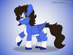 Size: 4200x3150 | Tagged: safe, artist:alejandrogmj, artist:wasisi, oc, oc only, pegasus, pony, glasses, gradient background, looking at you, pegasus oc, raised hoof, solo