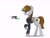 Size: 2160x1620 | Tagged: safe, artist:migesanwu, derpibooru exclusive, oc, oc only, oc:littlepip, pony, unicorn, fallout equestria, armor, bag, blood, clothes, female, glowing, glowing horn, gun, handgun, horn, little macintosh, magic, mouth grip, mouth grip gun, pipbuck, raised hoof, revolver, saddle bag, side view, simple background, solo, telekinesis, weapon, white background