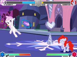 Size: 628x472 | Tagged: safe, rarity, earth pony, unicorn, fighting is magic, g4, crystal empire, faith, game screencap, scooter (character)