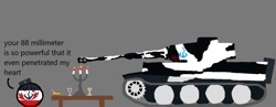 Size: 911x352 | Tagged: safe, artist:changelings-104, equestria at war mod, 1000 hours in ms paint, candle, comic, food, gray background, holiday, low effort, low quality, polandball, shipping, simple background, tiger (tank), tiger 1, valentine's day