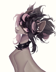 Size: 3000x3816 | Tagged: safe, artist:meggychocolatka, collar, commission, horns, pink hair, slender, solo, spiked collar, thin