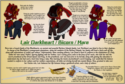 Size: 6000x4000 | Tagged: safe, artist:dice-warwick, oc, oc:lair darkheart, bicorn, pony, fallout equestria, fallout equestria: desperados, amulet, bio, clothes, coin, collar, dress, fanfic art, female, glasses, gun, handgun, hat, horn, jewelry, mare, multiple horns, pistol, rapier, reference sheet, religious, solo, suit, sword, tail, tail wrap, veil, weapon