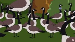 Size: 1366x768 | Tagged: safe, artist:mixermike622, bird, goose, floof n friends ep 3: a new beginning, bow, food, no pony, youtube, youtube link