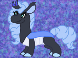 Size: 1600x1200 | Tagged: safe, artist:mintwhistle, oc, oc only, unnamed oc, changeling, changeling queen, g5, abstract background, changeling horn, changeling oc, changeling queen oc, colored hooves, colored horn, eyelashes, female, g5 oc, holeless, horn, medibang paint, multicolored horn, smiling, solo