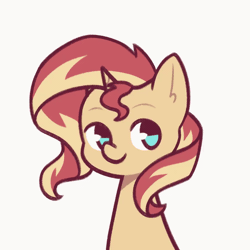 Size: 1000x1000 | Tagged: safe, artist:evelili, sunset shimmer, pony, unicorn, g4, animated, blinking, cute, female, gif, headbob, looking at you, loop, mare, perfect loop, shimmerbetes, simple background, smiling, solo, sway, vibing, white background
