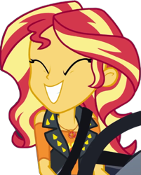 Size: 517x642 | Tagged: safe, artist:cutler1228, edit, edited screencap, screencap, sunset shimmer, equestria girls, g4, background removed, eyes closed, female, not a vector, simple background, smiling, solo, transparent background