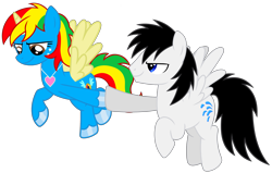 Size: 7204x4583 | Tagged: safe, artist:shieldwingarmorofgod, oc, oc only, oc:royal strength, oc:shane park, pegasus, pony, g4, female, hoofbump, male, simple background, solo, transparent background