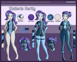 Size: 2500x2000 | Tagged: safe, artist:devillustart, oc, oc:rarity(prisoners of the moon), human, equestria girls, g4, clothes, fireheart76's latex suit design, gloves, humanized, humanized oc, latex, latex boots, latex gloves, latex suit, leotard, prisoners of the moon, reference sheet, rubber, rubber boots, rubber gloves
