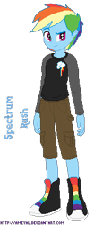 Size: 193x390 | Tagged: safe, artist:ameyal, rainbow dash, equestria girls, g4, boots, clothes, cutie mark on clothes, equestria guys, male, pants, rainbow blitz, rule 63, shirt, shoes, simple background, solo, transparent background, wrong name