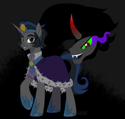 Size: 2500x2371 | Tagged: safe, artist:cursed soul, king sombra, unicorn, g4, alternate universe, black background, male, simple background, solo, sombra eyes, stallion