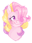 Size: 768x1024 | Tagged: safe, artist:pigeorgien, fluttershy (g3), earth pony, pony, g3, blushing, bust, cute, ear fluff, female, g3betes, hair over one eye, mare, portrait, simple background, smiling, solo, white background