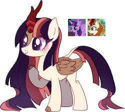 Size: 2030x1824 | Tagged: safe, artist:posey-11, autumn blaze, twilight sparkle, oc, alicorn, hybrid, g4, cloven hooves, kirincorn, magical lesbian spawn, offspring, parent:autumn blaze, parent:twilight sparkle, simple background, transparent background, twilight sparkle (alicorn)