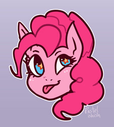 Size: 850x940 | Tagged: safe, artist:pastelishish, pinkie pie, earth pony, pony, g4, female, gradient background, solo, tongue out