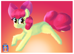 Size: 1810x1309 | Tagged: safe, artist:bayernspitz, apple bloom, earth pony, pony, g4, female, filly, foal, gradient background, solo