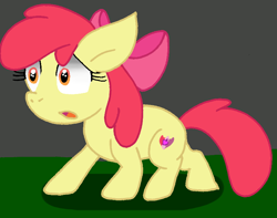 Size: 774x610 | Tagged: safe, artist:cmara, apple bloom, earth pony, pony, g4, apple bloom's bow, bow, female, filly, foal, hair bow, scared, solo