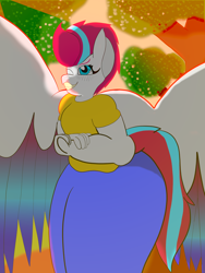 Size: 2000x2666 | Tagged: safe, artist:acid flask, derpibooru exclusive, zipp storm, pegasus, anthro, g5, big ears, buff, clothes, cute, digital art, female, flexing, forest, grin, hand, high res, impossibly large thighs, impossibly large wings, large butt, large wings, light rays, long tail, looking at you, mare, morning, muscles, muscular female, nature, one eye closed, pants, path, shading, shirt, smiling, smiling at you, solo, strong, stupid sexy zipp storm, sunrise, tail, thighs, thunder thighs, toned, toned female, tree, wide hips, wings, wink