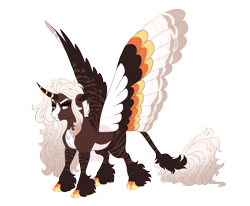 Size: 4500x3700 | Tagged: safe, artist:gigason, oc, oc only, oc:wild gold, alicorn, pony, cloven hooves, colored wings, female, mare, multicolored wings, obtrusive watermark, simple background, solo, transparent background, watermark, wings